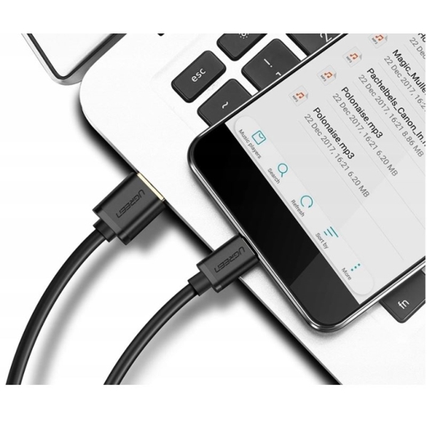 USB კაბელი UGREEN US184 (20883) USB 3.0 A Male to Type C Male Cable Nickel Plating 1.5m (black)