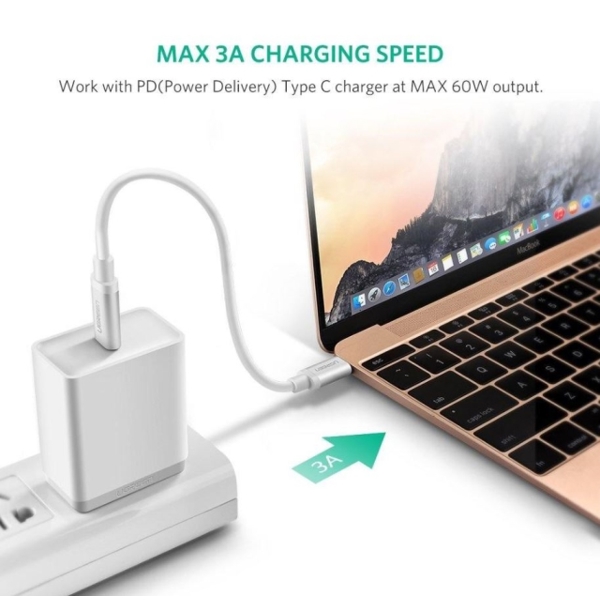 USB კაბელი UGREEN US161 (10682) USB 3.1 Type C Male to Type C Male Cable Nickel Plating Aluminum Shell 1.5m (White)