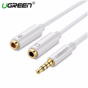 აუდიო კაბელი UGREEN AV141 (10789) 3.5mm male to 2 Female Audio Cable ABS Case (White)