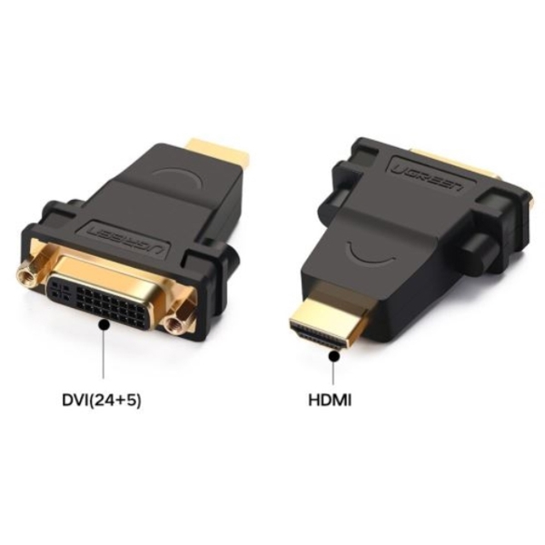 ადაპტერი UGREEN 20123, HDMI Male to DVI (24+5) Female Adapter, Black