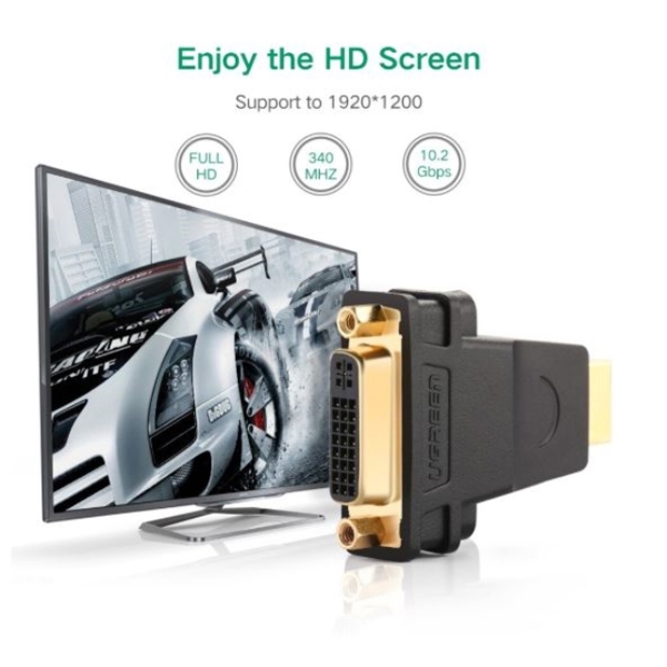 ადაპტერი UGREEN 20123, HDMI Male to DVI (24+5) Female Adapter, Black