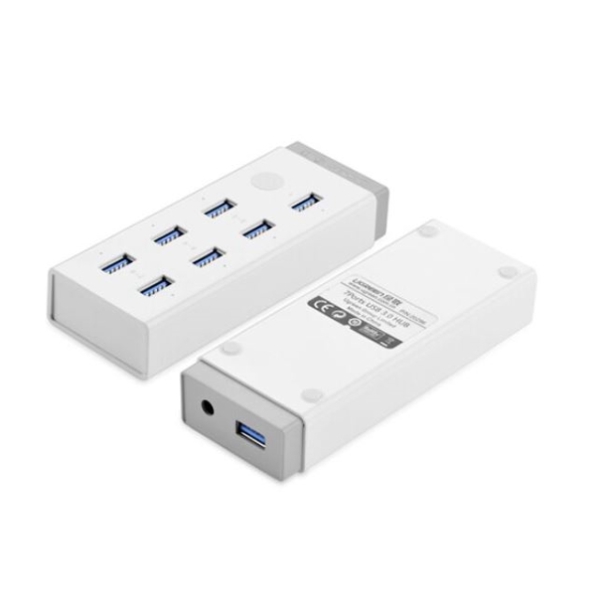 USB ჰაბი UGREEN CR116 (20296) USB 3.0 Hub 7 port with 12V 4A Power Adapter With BC1.2 For Laptop Surface 1m (White)