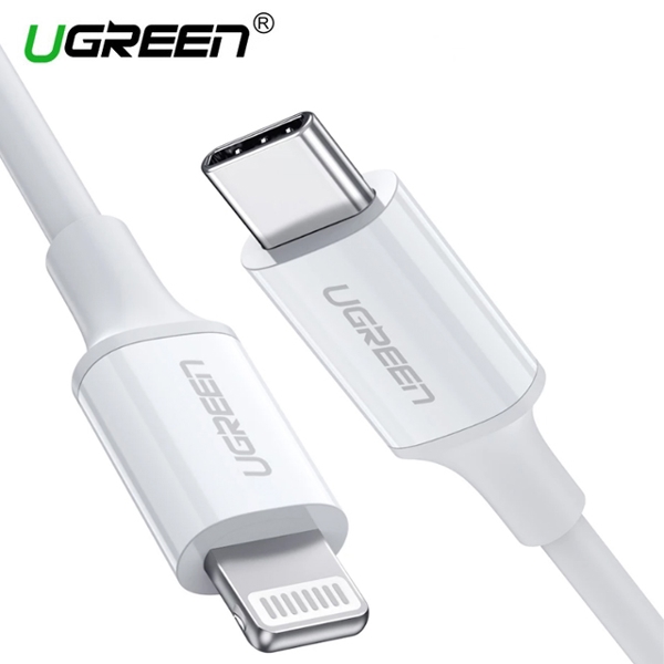 კაბელი UGREEN US171 (10493), MFi USB-C to Lightning Charging Cable, 1m, White