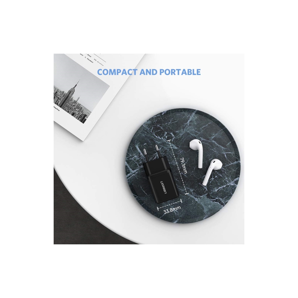 მობილურის დამტენი UGREEN ED011 (50459), Smart USB-A Charger Adapter, Black