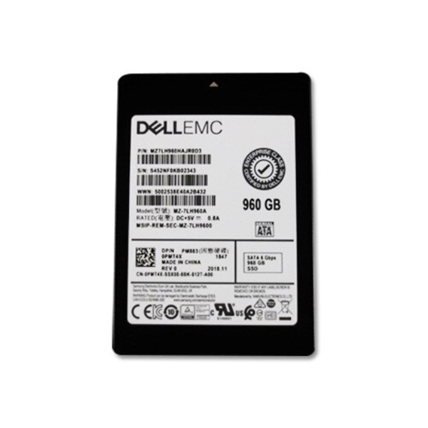 მყარი დისკი Dell 960GB SSD SATA Read Intensive 6Gbps 512 2.5in Hot-plug AG Drive,3.5in HYB CARR, 1 DWPD, 1752 TBW