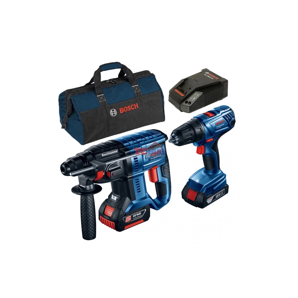 პერფორატორი აკუმულატორით BOSCH GBH 180-LI + GSR 180-LI 06019F8102
