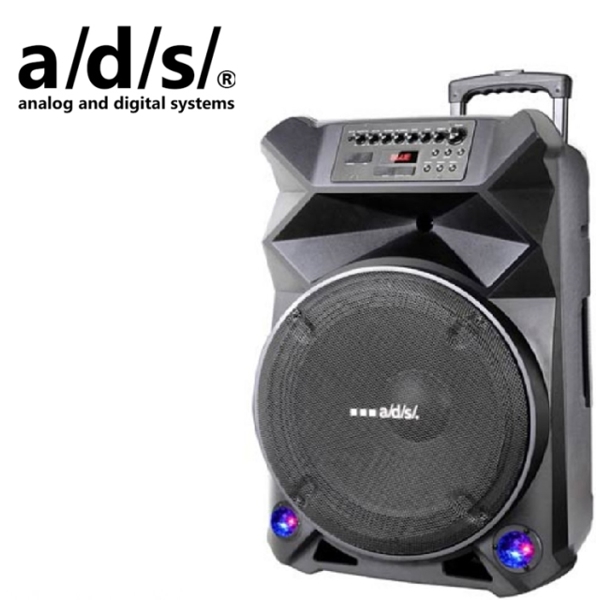 კარაოკე დინამიკი ADS SPEAKER  Trolley BD-T15D RMS Power 120W Woofer 15 Twitter 1 Bluetooth USB NFC SD Card FM Karaoke LED Lighting Wireless Mic 2pc Remote control GW 21.9KG