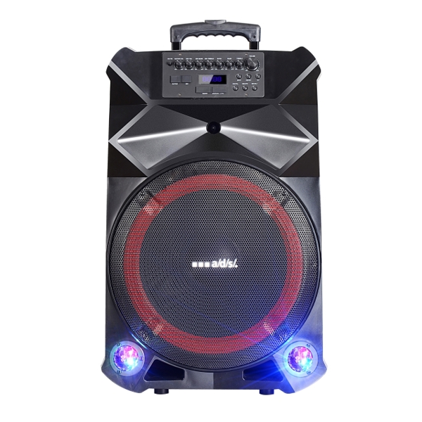 კარაოკე დინამიკი ADS SPEAKER  Trolley BD-T15D RMS Power 120W Woofer 15 Twitter 1 Bluetooth USB NFC SD Card FM Karaoke LED Lighting Wireless Mic 2pc Remote control GW 21.9KG