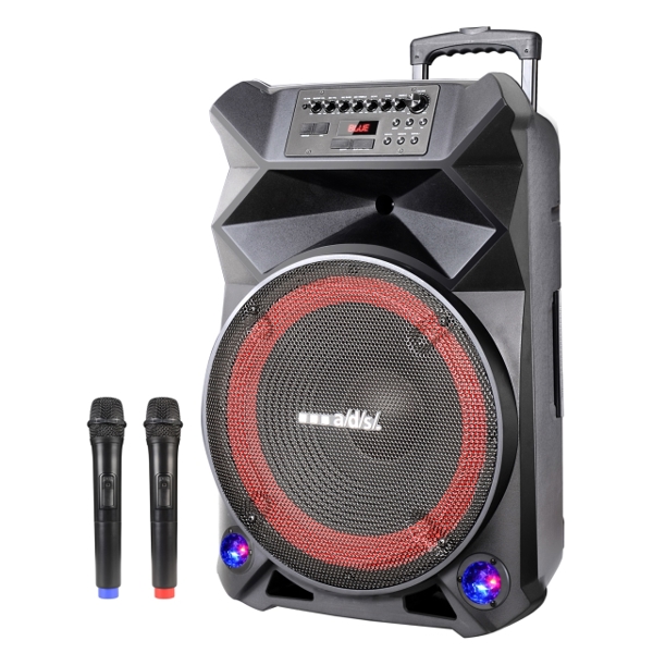 კარაოკე დინამიკი ADS SPEAKER  Trolley BD-T15D RMS Power 120W Woofer 15 Twitter 1 Bluetooth USB NFC SD Card FM Karaoke LED Lighting Wireless Mic 2pc Remote control GW 21.9KG