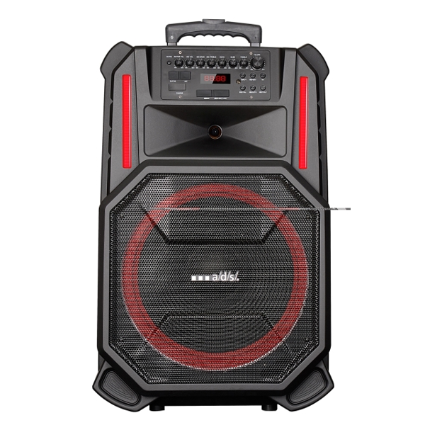 კარაოკე დინამიკი ADS SPEAKER  Trolley 120W 15inch with Bluetooth USB SDF MICS AR-T15F Speaker Size 15inch 2 Microphone Function Trolley With Battery 7.5Ah 