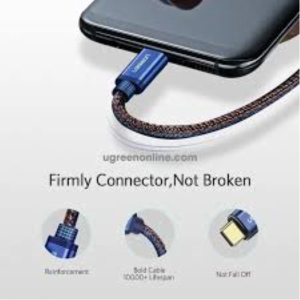 მობილურის სადენი UGREEN US250 Type C Cable (40344) Denim Braided Sync and Fast Charging Data Cable for Huawei P9/LG V30/Xiaomi Mi5/Mi6/Mi Max 2/Samsung S8/S9 Android Mobile Phone 1.5 M