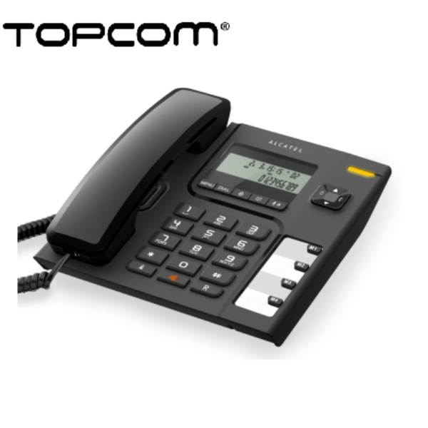 სტაციონარული ტელეფონი TOPCOM 10 direct memory numbers one touch redial Pause key LED indicator for in use Desk and wall mountable