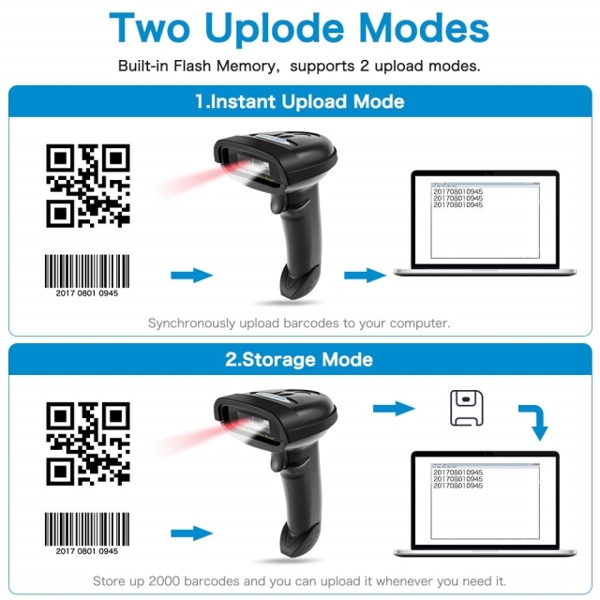 ბარკოდ სკანერი NETUM NT-1228BL Handheld Wireless Barcode Scanner and NT-1228BL Bluetooth 1D / 2D QR PDF417 Barcode Reader for IOS Android IPAD