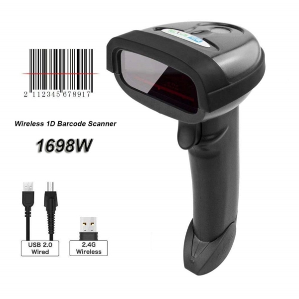 ბარკოდ სკანერი NETUM NT-1698W Wireless Barcode Scanner, 2 in 1 2.4G Wireless & USB Wired 1D Laser Barcode Reader Handheld Bar Code Reader Cordless Rechargeable Bar Code Scanner for Computer MAC Laptop 