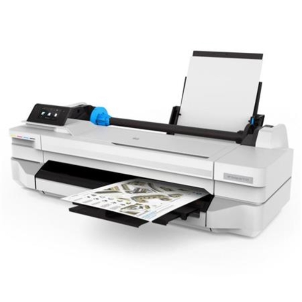 პლოტერი HP DesignJet T125 24 in Printer 45 sec page on A1 Up to 1200 x 1200 dpi Roll size 279 to 610 mm Input tray A4, A3 manual feed A2 A1 Grammage 60 to 280 g/m² roll manual feed 60 to 220 g/m² input tray Memory 256 MB Interfaces Fast Ethernet