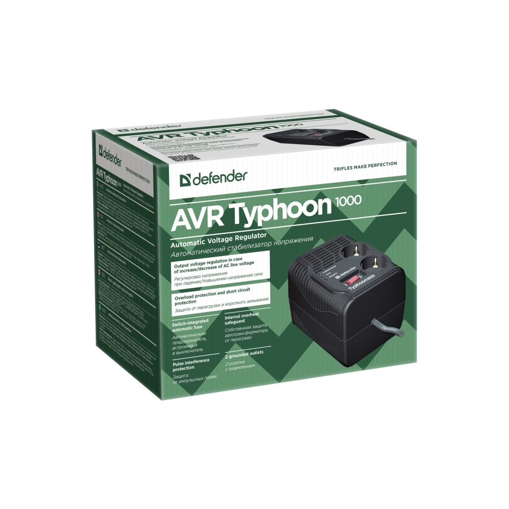 ძაბვის რეგულატორი Automatic Voltage Regulator Defender AVR Typhoon 1000 320W 2 outlets
