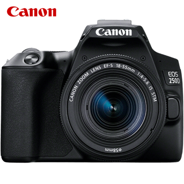 ციფრული ფოტოაპარატი Canon EOS 250D Black EF S 18 55mm 24.1 megapixel 4K movies Movable screen Wi-Fi Bluetooth Optical viewfinder Dual Pixel CMOS AF Guided UI Creative Assist