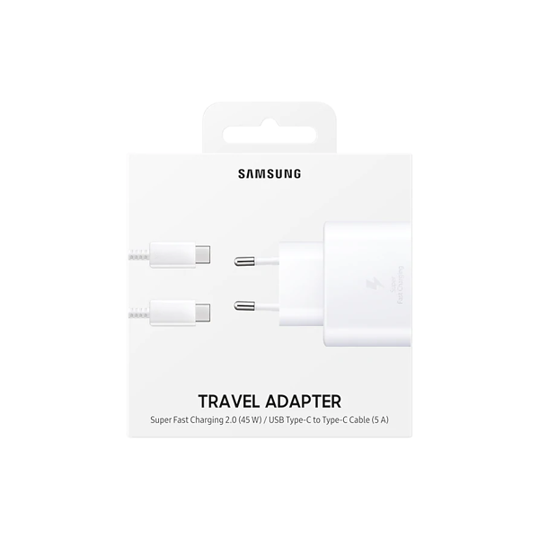 მობილურის დამტენი Samsung 45W AC Charger With USB Type-C Cable (EP-TA845XWEGRU) White