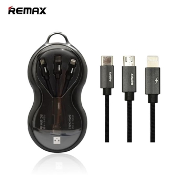 USB კაბელი REMAX KEROLLA 3 in 1 Data Cable for Lightning Micro Type C RC-094th 1m black