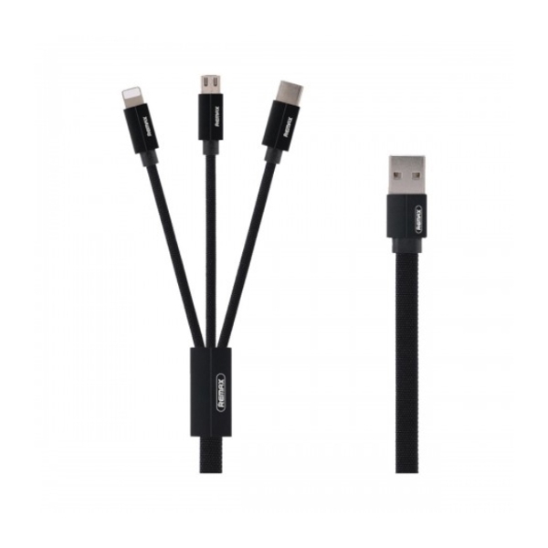 USB კაბელი REMAX KEROLLA 3 in 1 Data Cable for Lightning Micro Type C RC-094th 1m black