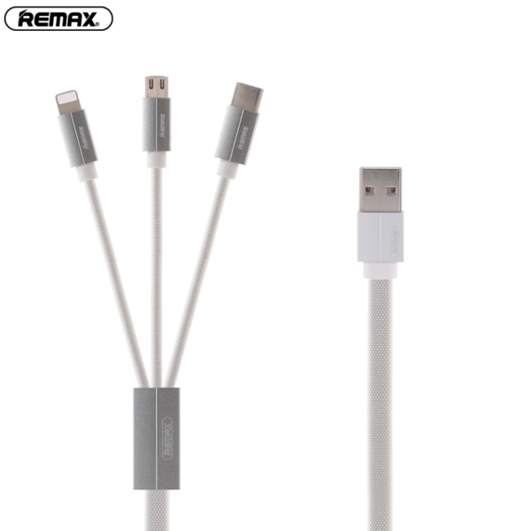 USB კაბელი REMAX KEROLLA 3 in 1 Data Cable for Lightning Micro Type C RC-094th white 