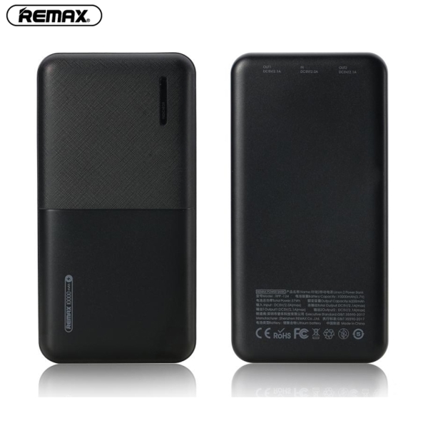 პორტატული დამტენი REMAX Linon 2 Series 2USB Power Bank 10000mAh RPP 124 black