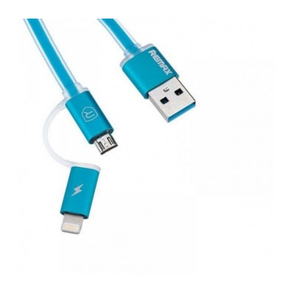 USB კაბელი REMAX 2 IN 1 Cable Aurora RC 020t blue