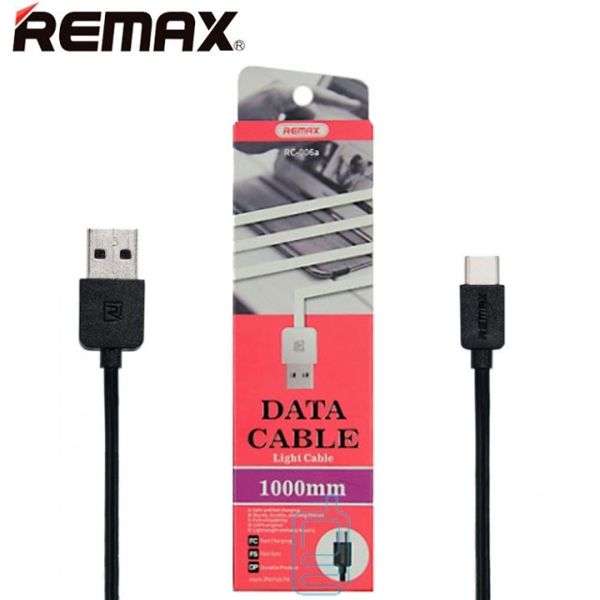 USB კაბელი REMAX Light Cable for Type c 1M RC 006a Black