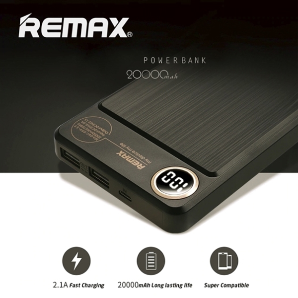 პორტატული დამტენი REMAX Power bank  RPP 59 Kooker 20000mAh black