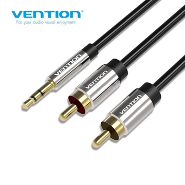 AUX კაბელი VENTION BCFBG 3.5mm Male to 2RCA Male Audio Cable 1.5M Black Metal Type