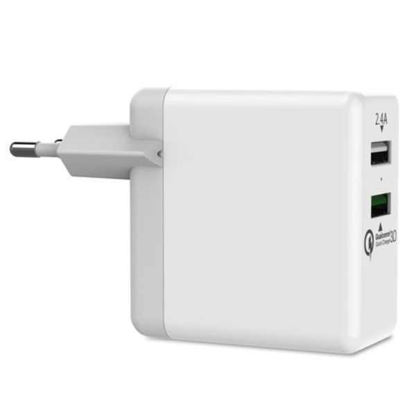 მობილურის დამტენი VENTION QC02 W Dual USB Charger 2.4A QC3.0 White European Type