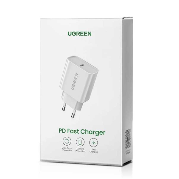 მობილურის დამტენი UGREEN CD137 (60450), Fast Charging Power Adapter With PD 20W, White