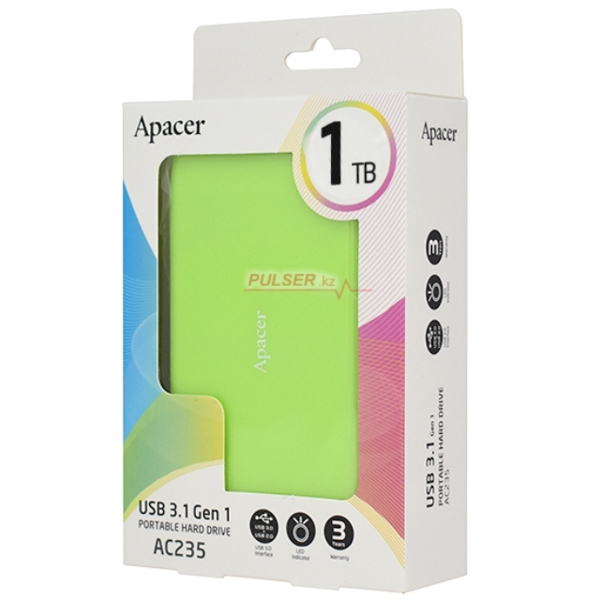 გარე მყარი დისკი APACER 1TB USB3.1 (AP1TBAC235G-1) GREEN