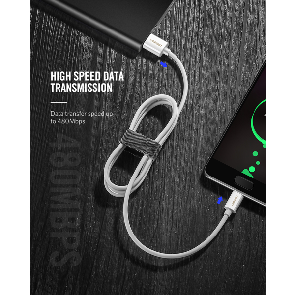 USB კაბელი UGREEN US253 (60727) USB2.0 A Male to USB-C 5A Data cable for Huawei