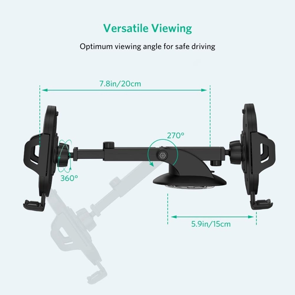 ტელეფონის სამაგრი მანქანისთვის UGREEN LP176 (60196) Car Holder with Suction Cup Origina / 4.6 - 6.5 Inch