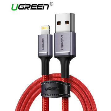 USB კაბელი UGREEN US293 (60185) USB Cable Apple Mfi Cable Support Fast Charging Line Fast Charge Iphone Xsmax / 8/7/6 Ipad Red 1M