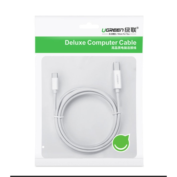 პრინტერის კაბელი UGREEN US241 (40417), Type-C to USB-B Cable, 1.5m, White