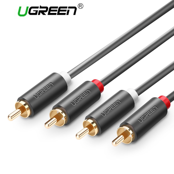 აუდიო კაბელი UGREEN AV104 (10518), 2RCA Male to 2RCA Male Stereo Audio Video Cable, 2m, Black