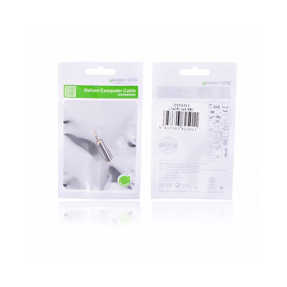 UGREEN 20501, 2.5mm Male to 3.5mm Female Adapter, Grey