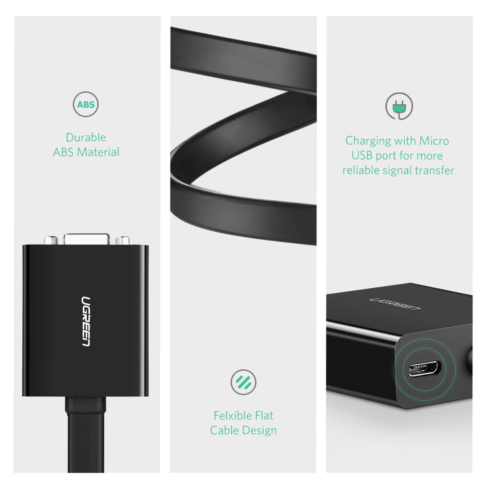 UGREEN MM108 (40259), DVI-D 24+1 to VGA/DVI, 15cm, Black