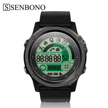 სმარტ საათი SENBONO S28 Sports Tracker Stopwatch Smart Watch Compass Waterproof Remote Control Call SMS Reminder Smart Watch Bluetooth 4.0 color black