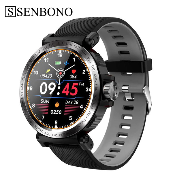 სმარტ საათი SENBONO S18 Full Screen Touch Smart Watch IP68 Waterproof Men Sports Watch Heart Rate Monitor Smart Watch for IOS Android Phone (gray)