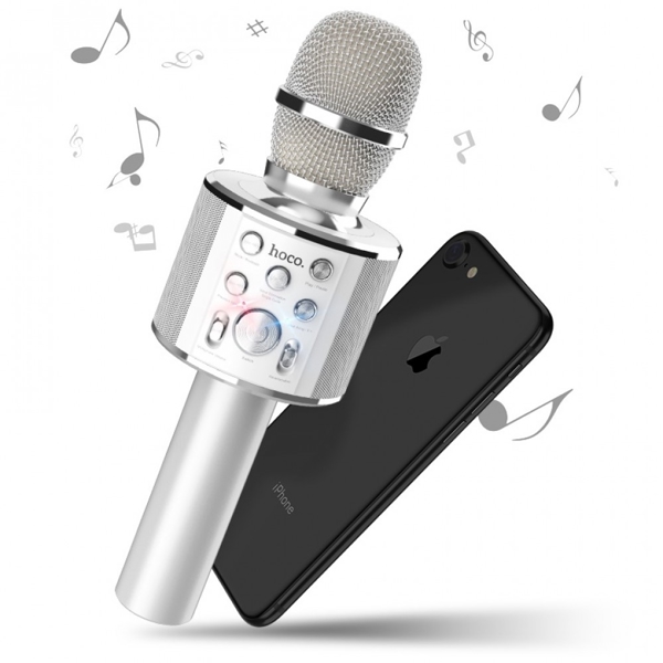 კარაოკე მიკროფონი HOCO BK3 Cool sound KTV Karaoke Bluetooth microphone silver 