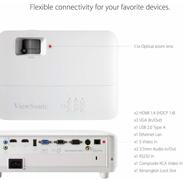 პროექტორი VIEWSONIC PG706HD FHD 1920X1080 4000 ANSI LMN;CR 12000:1;5000HECO 20000H;TR:1.5-1.65;ZOOM:1.1X;30DB;VGAX1;HDMI 1.4X1;RCAX1;RS-232;USB 2.0;ETHERNE