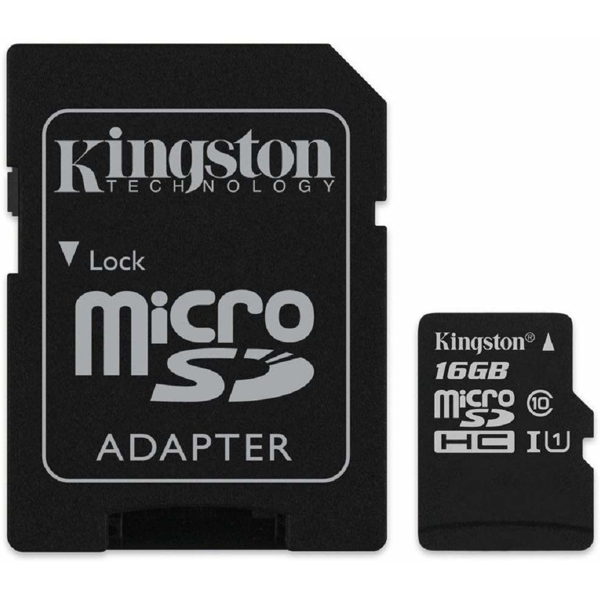 მეხსიერების ბარათი KINGSTON SDCS16GB 16GB WITH SD ADAPTER