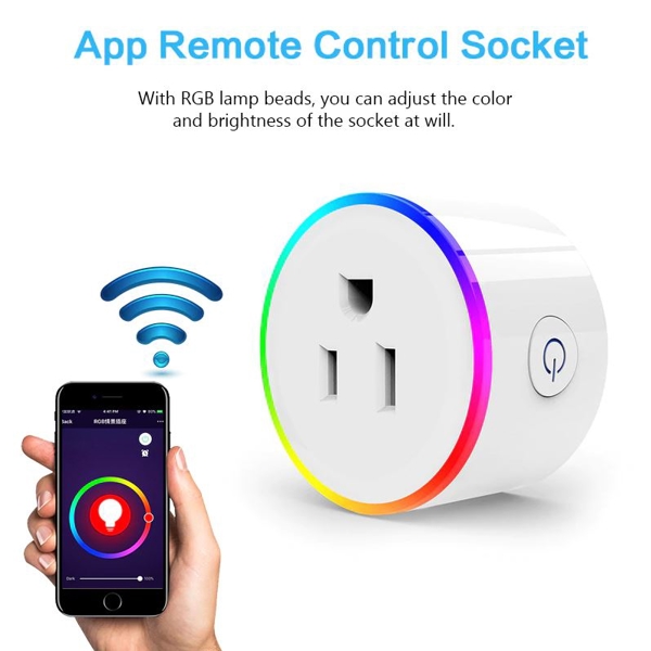 ჭკვიანი ასისტენტი Goldfox Wifi Smart Socket Smart Plug Voice Control Plug Works For Alexa Google Home IFTTT Mini RGB Smart EU plug