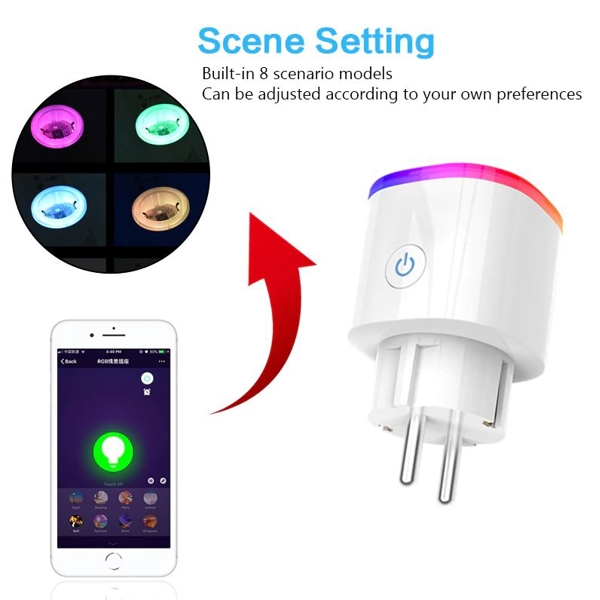 ჭკვიანი ასისტენტი Goldfox Wifi Smart Socket Smart Plug Voice Control Plug Works For Alexa Google Home IFTTT Mini RGB Smart EU plug