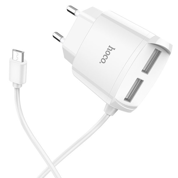 მობილურის დამტენი HOCO C73A Glorious dual port charger set Micro-USB (EU) White