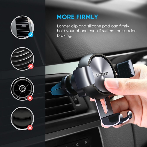 მობილურის დამჭერი UGREEN LP130 (50564), Gravity Drive Air Vent Mount Phone Holder, Gray