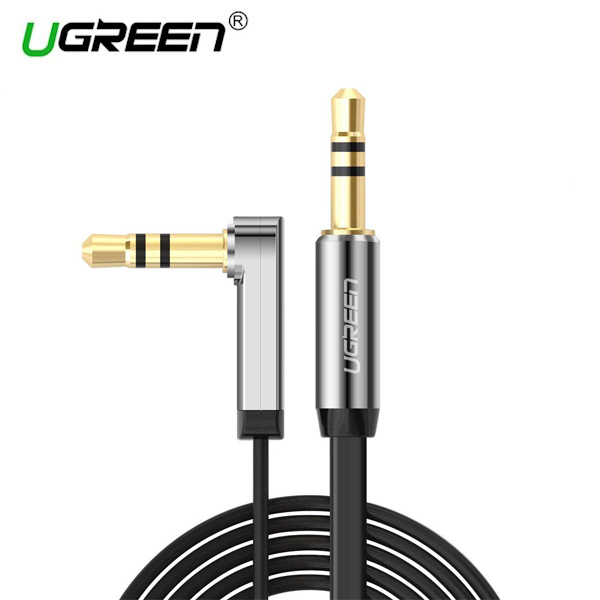 აუდიო კაბელი UGREEN AV119 (10596) 3.5mm male to 3.5mm male right angle flat cable 0.5M Audio Cable (Black)